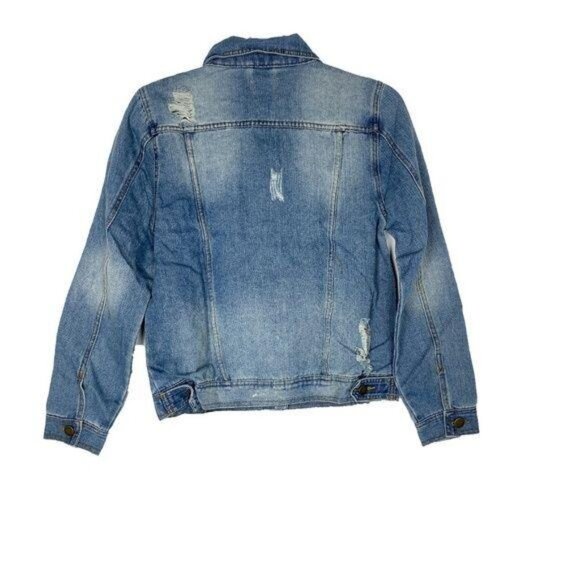 Medium Blue Distressed Denim Jacket - Picture 3 of 6